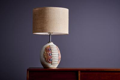  Kat Roger Kat Roger Table Lamp with hand crafted and hand painted ceramic base USA