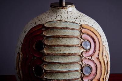  Kat Roger Kat Roger Table Lamp with hand crafted and hand painted ceramic base USA