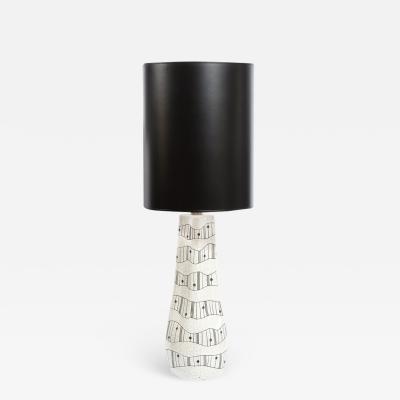  Kelby Mid Century Modern White Ceramic Craqueleur Lamp with Hand Embellished Detail