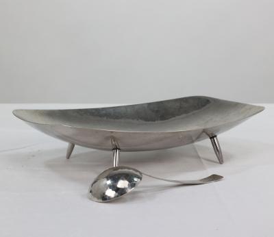  Keswick School of Industrial Art A Firth Staybrite Stainless steel preserve dish and spoon