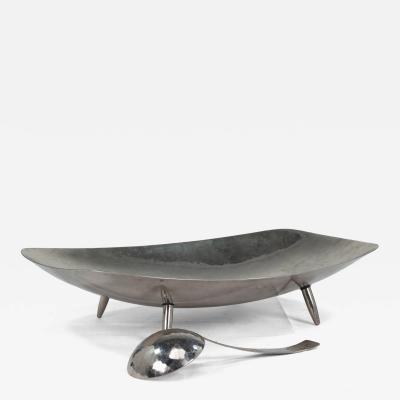 Keswick School of Industrial Art A Firth Staybrite Stainless steel preserve dish and spoon