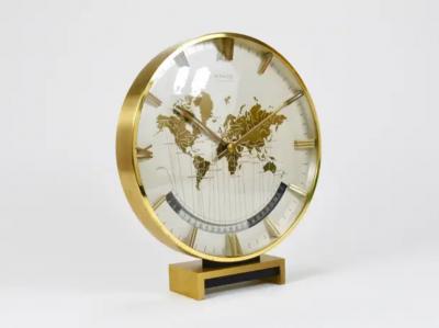  Kienzle Clocks Large Midcentury Kienzle GMT World Time Zone Brass Table Clock Germany 1960s