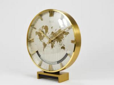  Kienzle Clocks Large Midcentury Kienzle GMT World Time Zone Brass Table Clock Germany 1960s