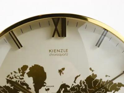  Kienzle Clocks Large Midcentury Kienzle GMT World Time Zone Brass Table Clock Germany 1960s