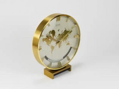  Kienzle Clocks Large Midcentury Kienzle GMT World Time Zone Brass Table Clock Germany 1960s
