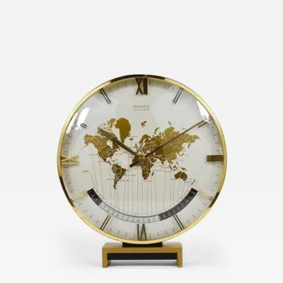  Kienzle Clocks Large Midcentury Kienzle GMT World Time Zone Brass Table Clock Germany 1960s