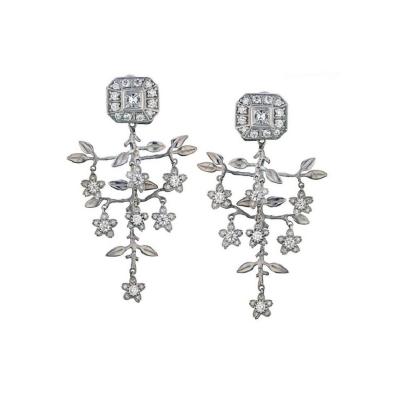  Kieselstein Cord KIESELSTEIN CORD 18K WHITE GOLD 3 CARAT DIAMOND FLOWER EARRINGS