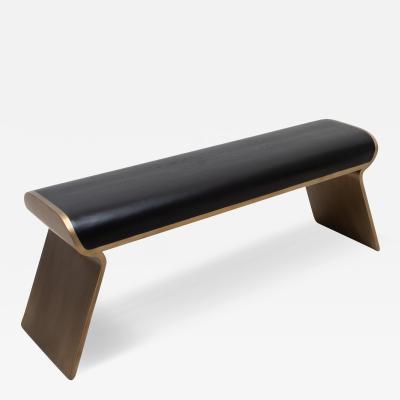  Kifu Paris Kifu Augousti Bench in Black Oak with Bronze Patina Brass Legs by Kifu Paris