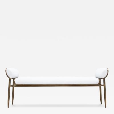  Kifu Paris Kifu Augousti Bench in Black Shagreen with Bronze Patina Brass by Kifu Paris