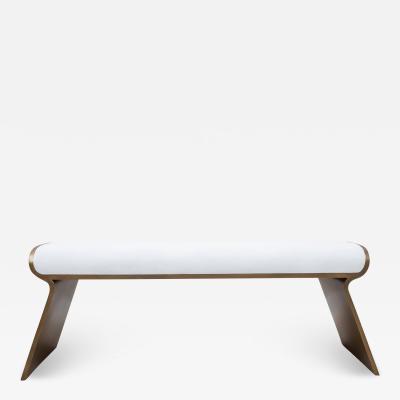  Kifu Paris Kifu Augousti Bench in White Shagreen with Bronze Patina Brass Legs by Kifu Paris