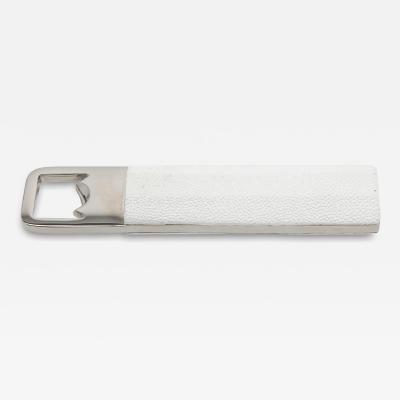  Kifu Paris Kifu Augousti Bottle Opener in White Shagreen with Stainless Steel Detail by KIFU Paris