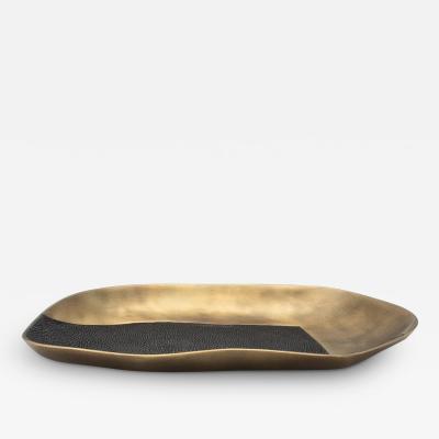  Kifu Paris Kifu Augousti Bowl in Bronze Patina Brass with Black Shagreen Details by KIFU Paris