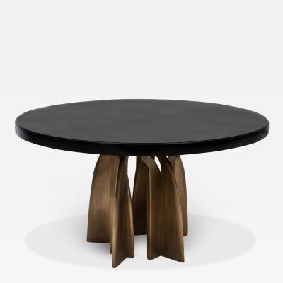  Kifu Paris Kifu Augousti Dining Table in Black Oak with Bronze Patina Brass by Kifu Paris IN STOCK