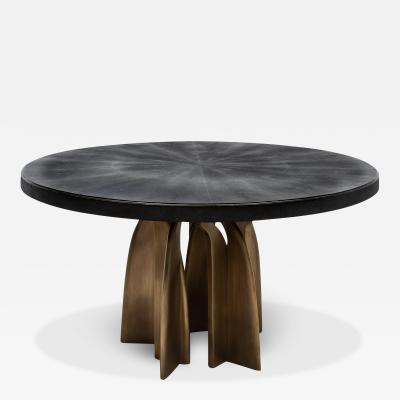  Kifu Paris Kifu Augousti Dining Table in Black Shagreen with Bronze Patina Brass by Kifu Paris IN STOCK