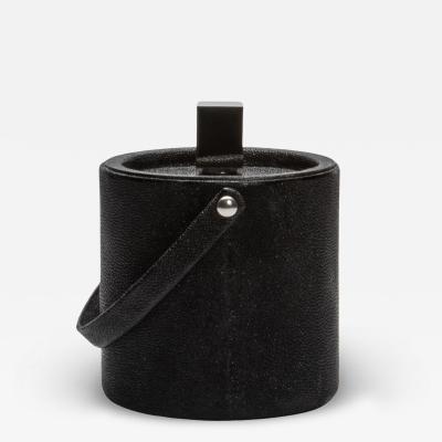  Kifu Paris Kifu Augousti Ice Bucket in Black Shagreen with Stainless Steel Detail by KIFU Paris