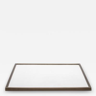  Kifu Paris Kifu Augousti Large Square Tray in White Shagreen with Bronze Patina Brass by Kifu Paris