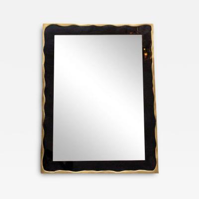  Kifu Paris Kifu Augousti Modern Mirror in Black Shell with Bronze Patina Brass Details by KIFU Paris