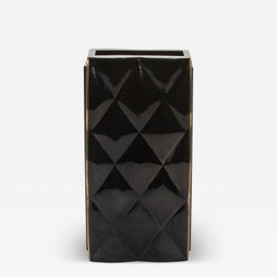  Kifu Paris Kifu Augousti Modern Quilted Vase in Black Shell by KIFU Paris