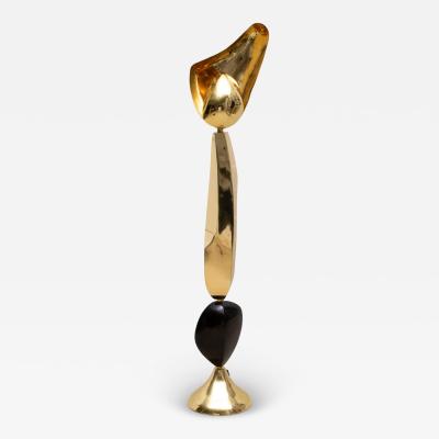  Kifu Paris Kifu Augousti Modern Sculptural Floor Lamp in Polished Brass with Black Shell Details by KIFU