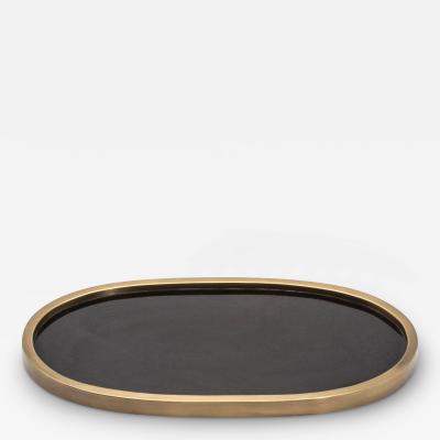  Kifu Paris Kifu Augousti Oval Tray in Pen Shell with Bronze Patina Brass by Kifu Paris