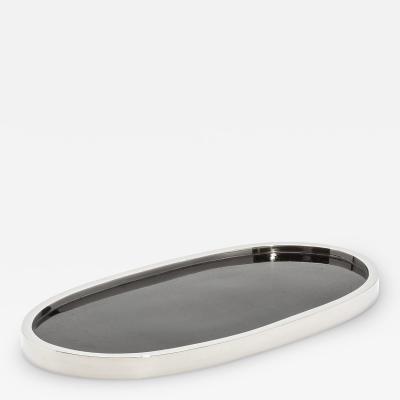  Kifu Paris Kifu Augousti Oval Tray in Pen Shell with Polished Stainless Steel by Kifu Paris