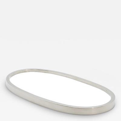  Kifu Paris Kifu Augousti Oval Tray in White Shagreen with Polished Stainless Steel by Kifu Paris