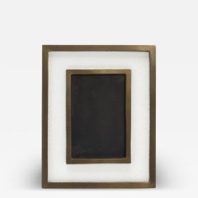  Kifu Paris Kifu Augousti Picture Frame 5x7 in White Shagreen with Brass Details by KIFU Paris