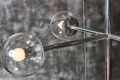  Kinkeldey Five Stackable Nickeled Chandelier by Kinkeldey