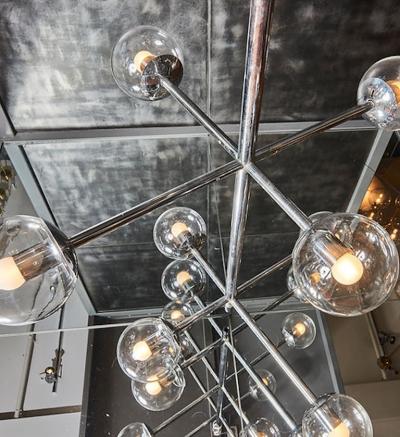  Kinkeldey Five Stackable Nickeled Chandelier by Kinkeldey