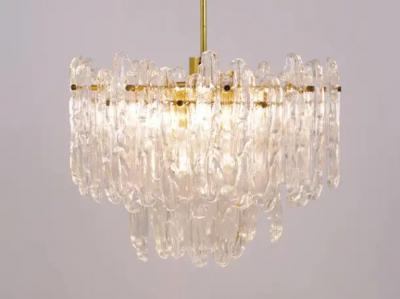  Kinkeldey Kinkeldey Icicle Brass Ice Glass Chandelier Germany 1960s