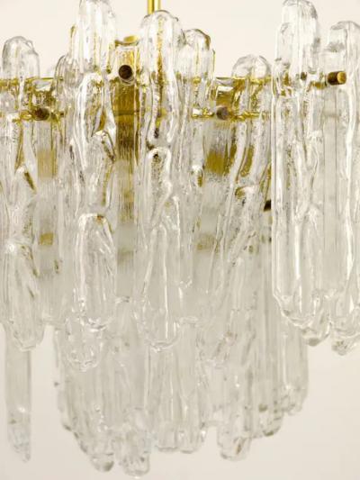  Kinkeldey Kinkeldey Icicle Brass Ice Glass Chandelier Germany 1960s