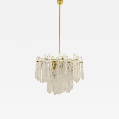  Kinkeldey Kinkeldey Icicle Brass Ice Glass Chandelier Germany 1960s