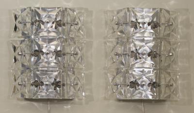  Kinkeldey Leuchten Pair of Massive Kinkeldey Square Crystal Sconces