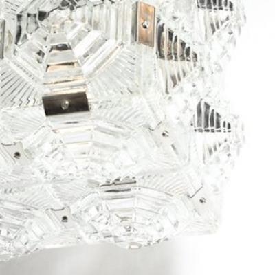  Kinkeldey Mid Century Glass Chrome Fitted Rectangular Pendant Chandelier by Kinkeldey