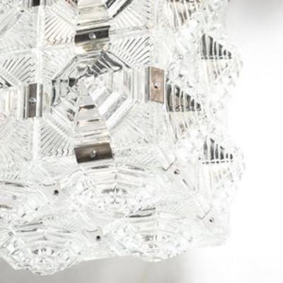  Kinkeldey Mid Century Glass Chrome Fitted Rectangular Pendant Chandelier by Kinkeldey