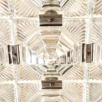  Kinkeldey Mid Century Modernist Glass Chrome Fitted Pendant Chandelier by Kinkeldey