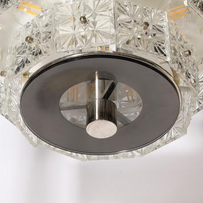  Kinkeldey Mid Century Two Tier Faceted Cut Crystal Nickel Fitted Chandelier by Kinkeldey