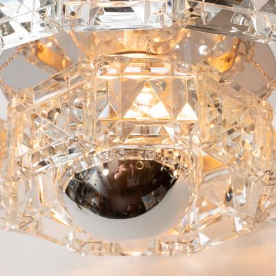  Kinkeldey Midcentury Two Tier Faceted Glass Chandelier by Kinkeldey with Chrome Fittings