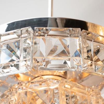  Kinkeldey Midcentury Two Tier Faceted Glass Chandelier by Kinkeldey with Chrome Fittings