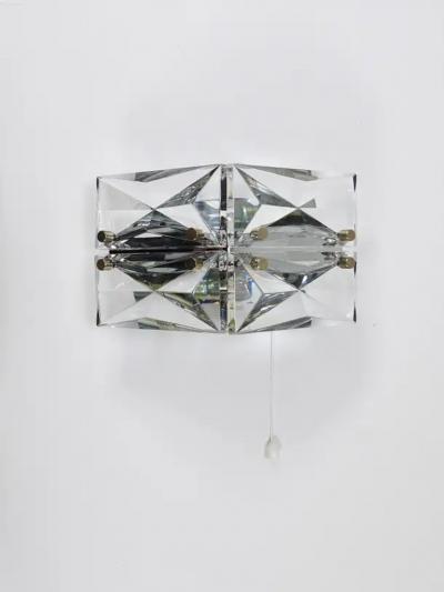  Kinkeldey Pair Facetted Crystal Chrome Sconces Prism Glass Wall Lights by Kinkeldey