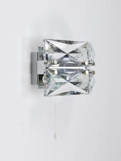  Kinkeldey Pair Facetted Crystal Chrome Sconces Prism Glass Wall Lights by Kinkeldey