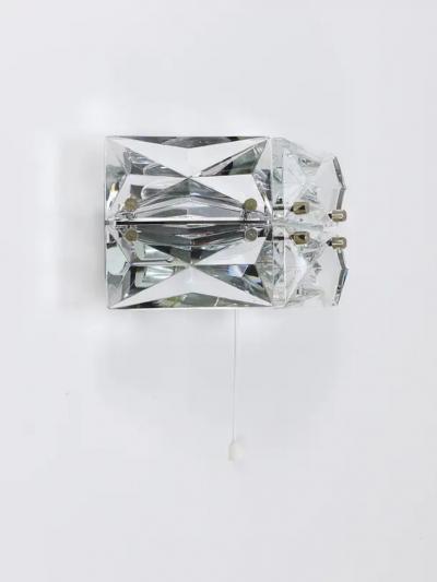  Kinkeldey Pair Facetted Crystal Chrome Sconces Prism Glass Wall Lights by Kinkeldey