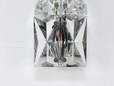  Kinkeldey Pair Facetted Crystal Chrome Sconces Prism Glass Wall Lights by Kinkeldey