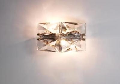  Kinkeldey Pair Facetted Crystal Chrome Sconces Prism Glass Wall Lights by Kinkeldey