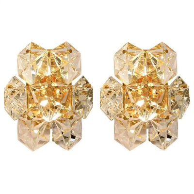  Kinkeldey Pair of Faceted Crystal Sconces by Kinkeldey