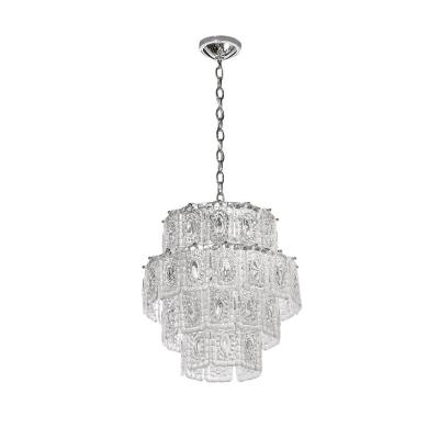  Kinkeldey Pair of Mid Century Handblown 4 Tier Translucent Glass Chandeliers by Kinkeldey