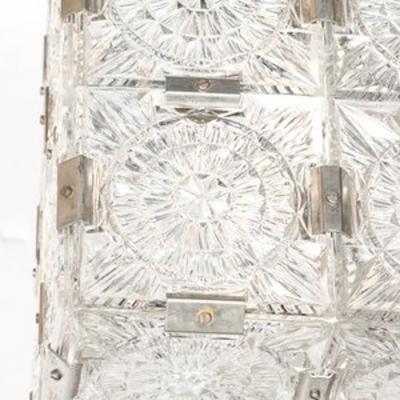  Kinkeldey Pair of Mid Century Rectangular Faceted Cut Crystal Pendants by Kinkeldey