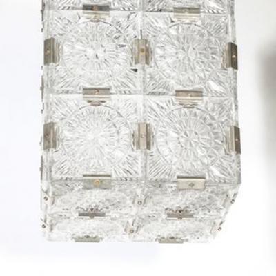  Kinkeldey Pair of Mid Century Rectangular Faceted Cut Crystal Pendants by Kinkeldey