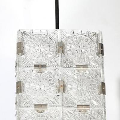  Kinkeldey Pair of Mid Century Rectangular Faceted Cut Crystal Pendants by Kinkeldey