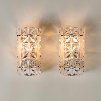  Kinkeldey Pair of faceted crystal and Chrome Jewel Sconces by Kinkeldey 1960s